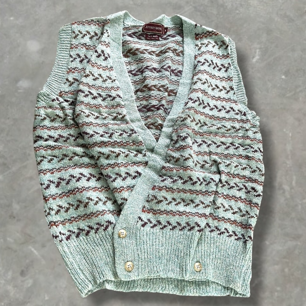 Vintage 1980's Granny Sweater Vest Jeffrey Banks 100% Wool Sweater Vest